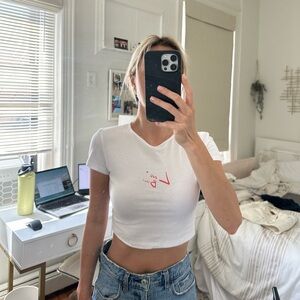 Love bites cropped white tee